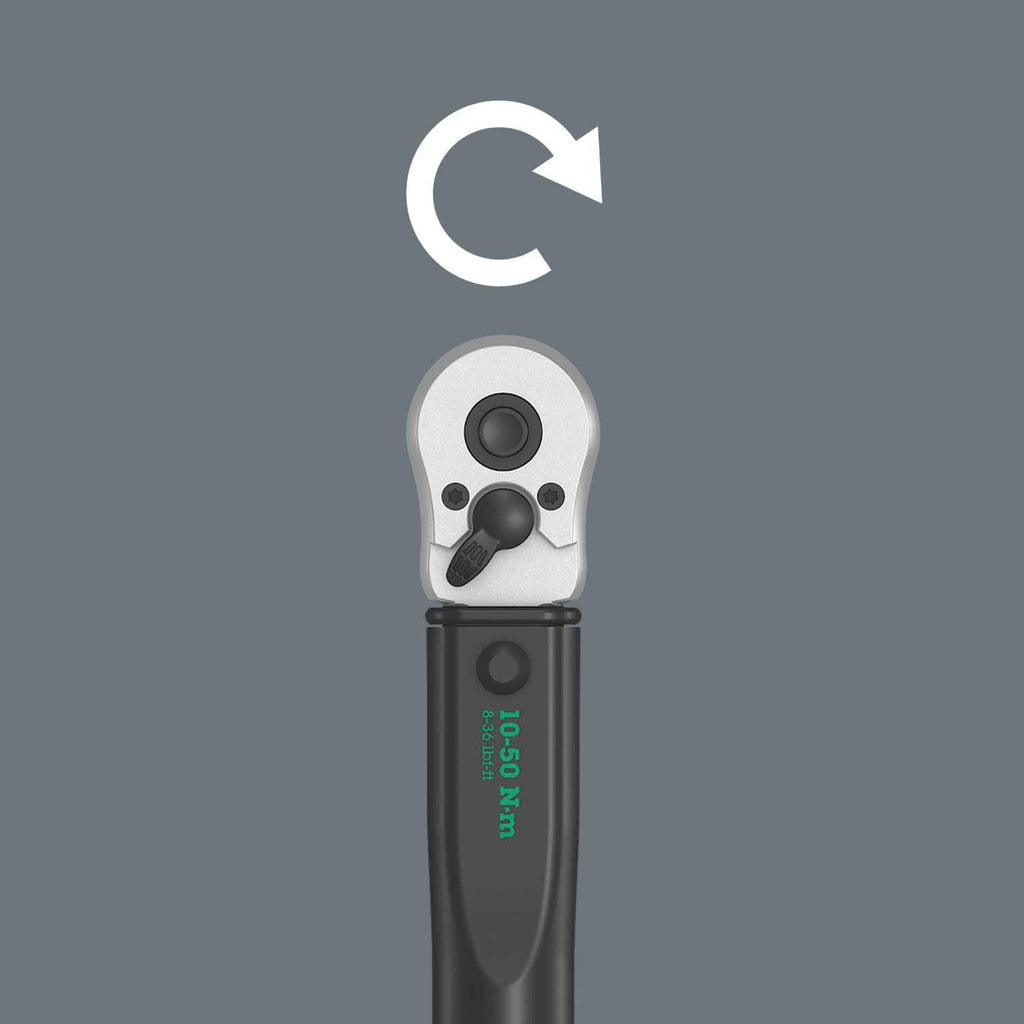 WClick-Torque B 1 torque wrench with reversible ratchet, 3/8" x 10-50 Nm, black/green