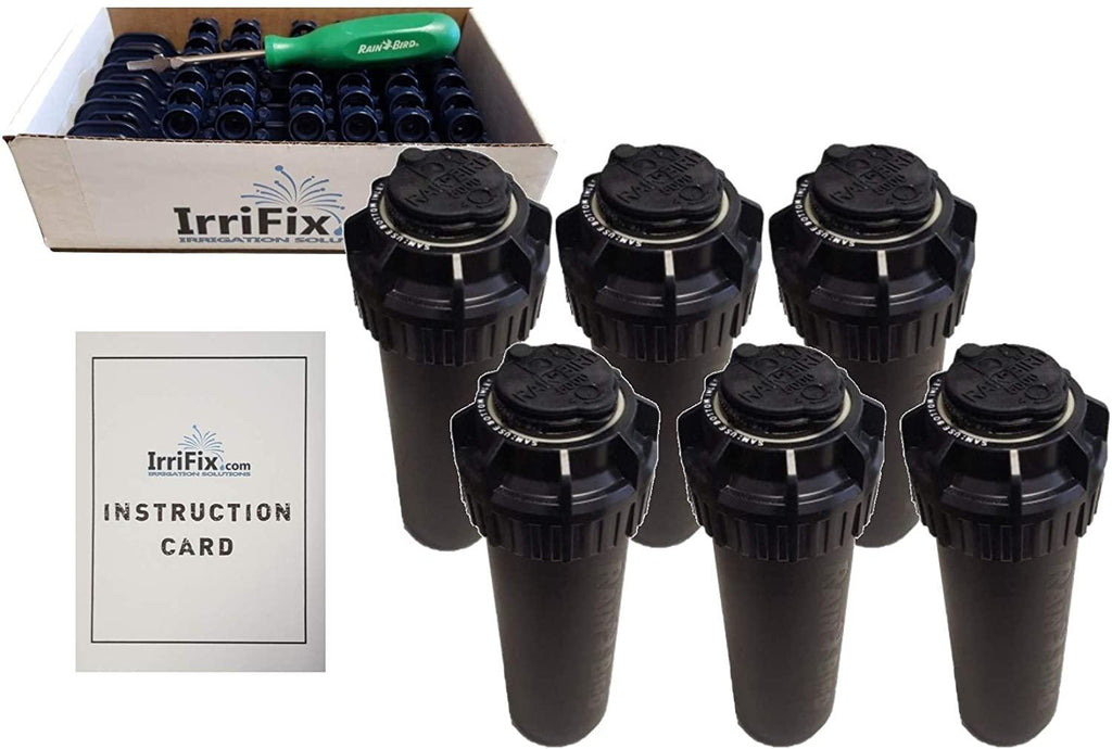 Rain Bird 5000 Series Seal-A-Matic Sprinkler Heads Bundle - 6 Pack 5004PCSAM SAM Rotors with IrriFix Nozzle Box Including 6 Nozzle Trees, 1 Rotortool Screwdriver, and IrriFix Instruction Sheet