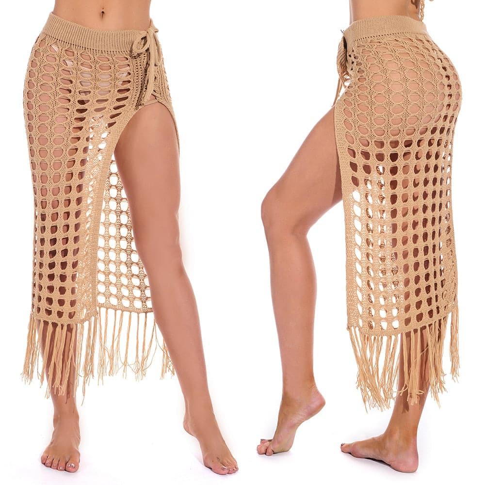 sheer beach maxi knit skirt