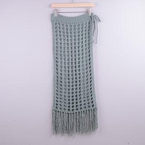 sheer beach maxi knit skirt