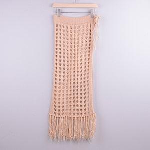 sheer beach maxi knit skirt