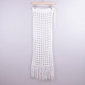 sheer beach maxi knit skirt