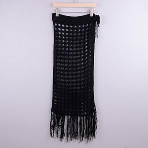 sheer beach maxi knit skirt