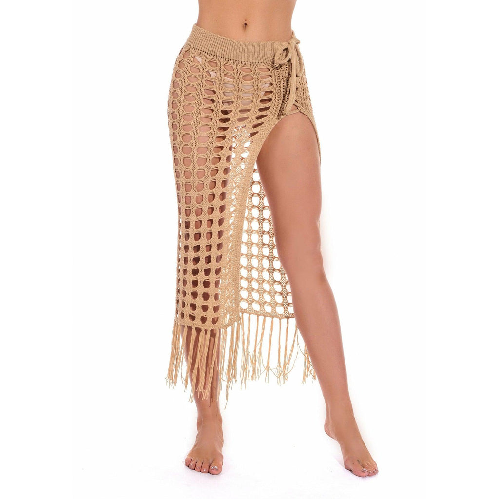 sheer beach maxi knit skirt