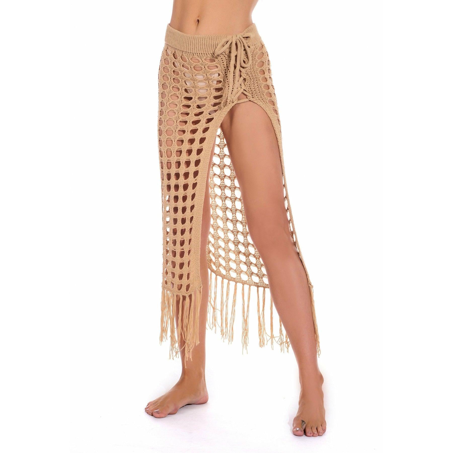 sheer beach maxi knit skirt