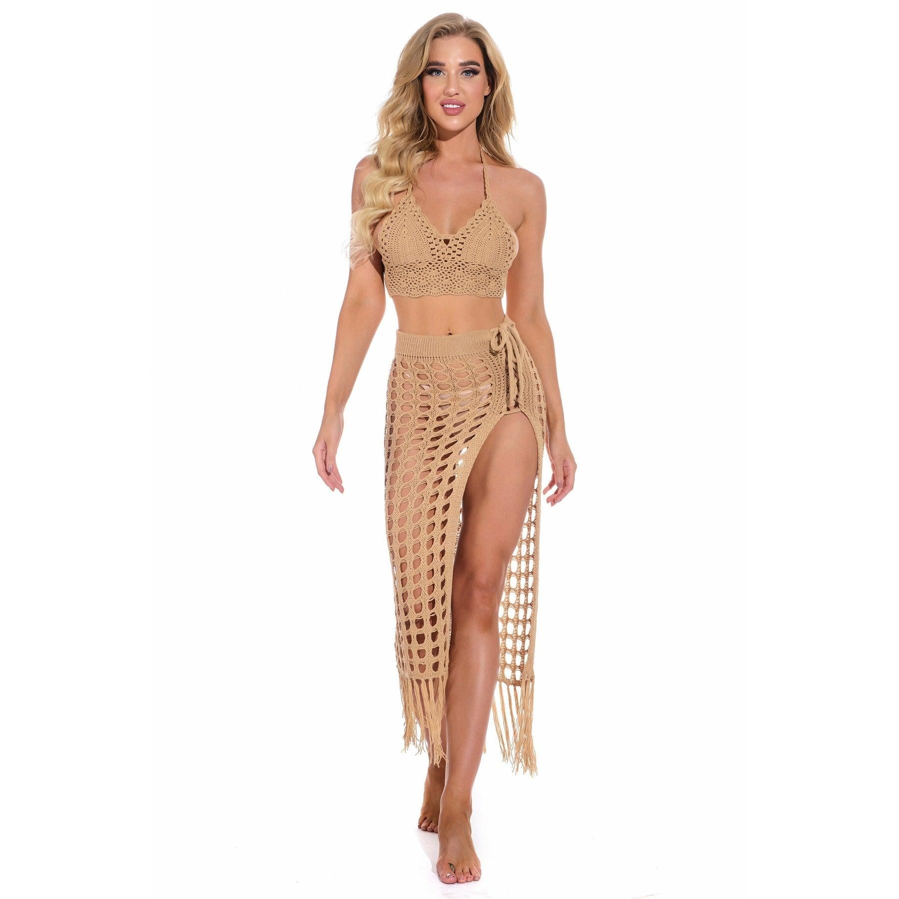 sheer beach maxi knit skirt