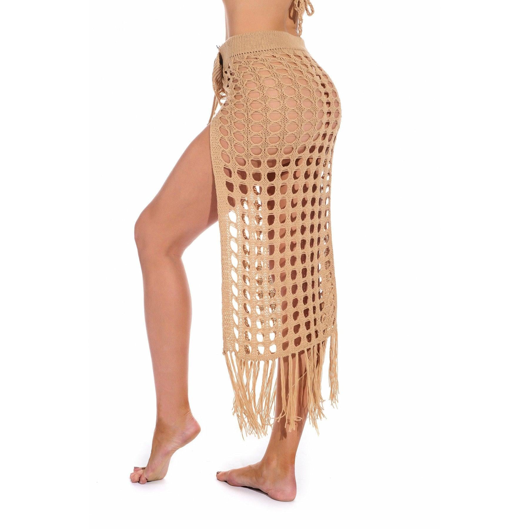 sheer beach maxi knit skirt