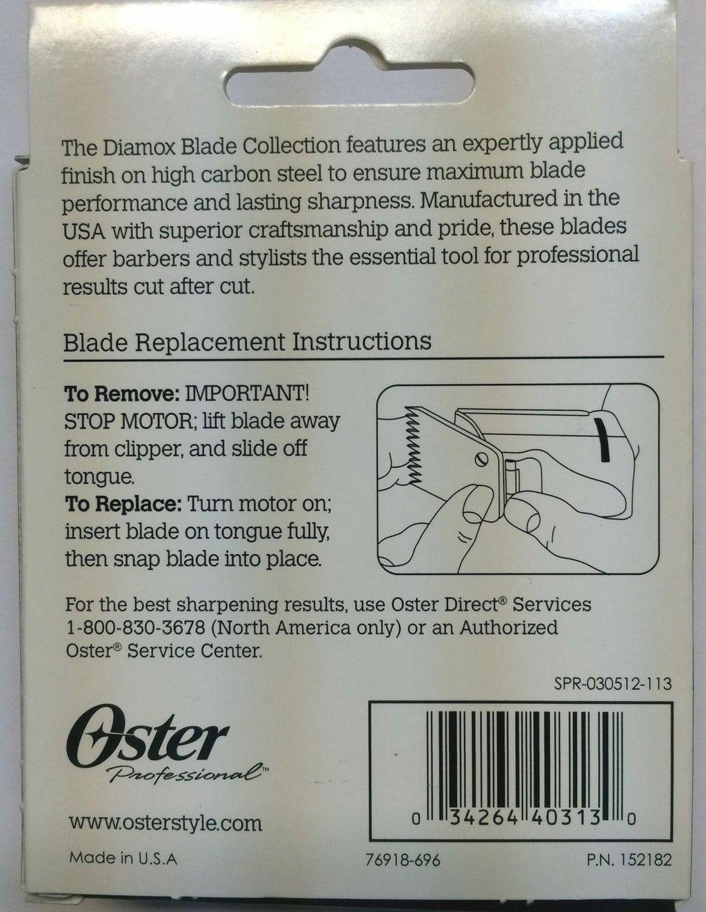 Oster  # 3 1/2 Diamox Detachable Clipper Blade #76918-696 76, Powerline NEW