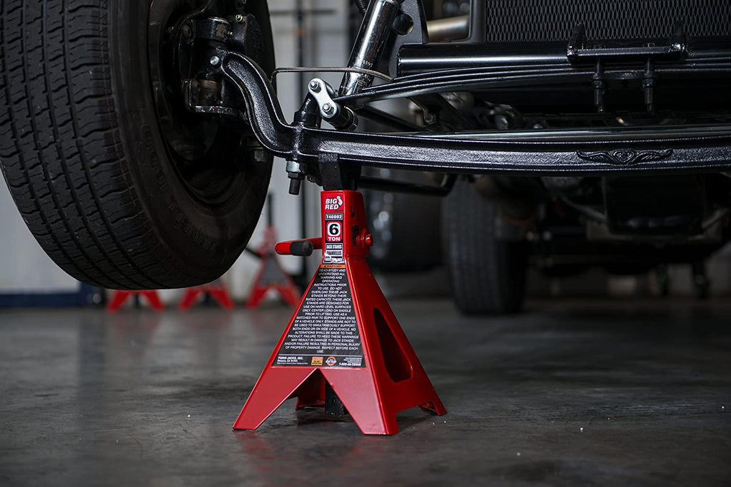BIG RED T46202 Torin Steel Jack Stands: 6 Ton (12,000 lb) Capacity, Red, 1 Pair