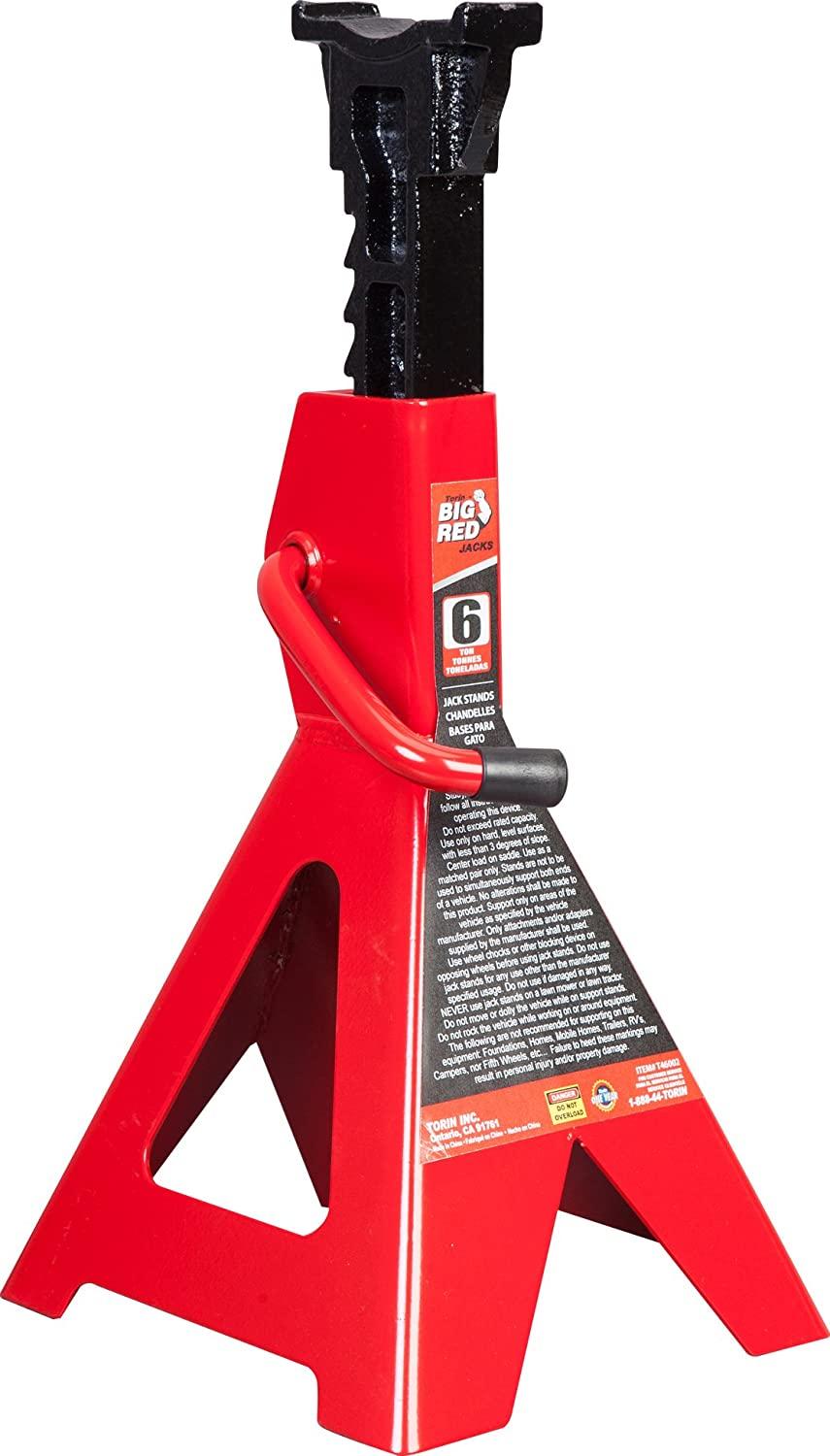 BIG RED T46202 Torin Steel Jack Stands: 6 Ton (12,000 lb) Capacity, Red, 1 Pair