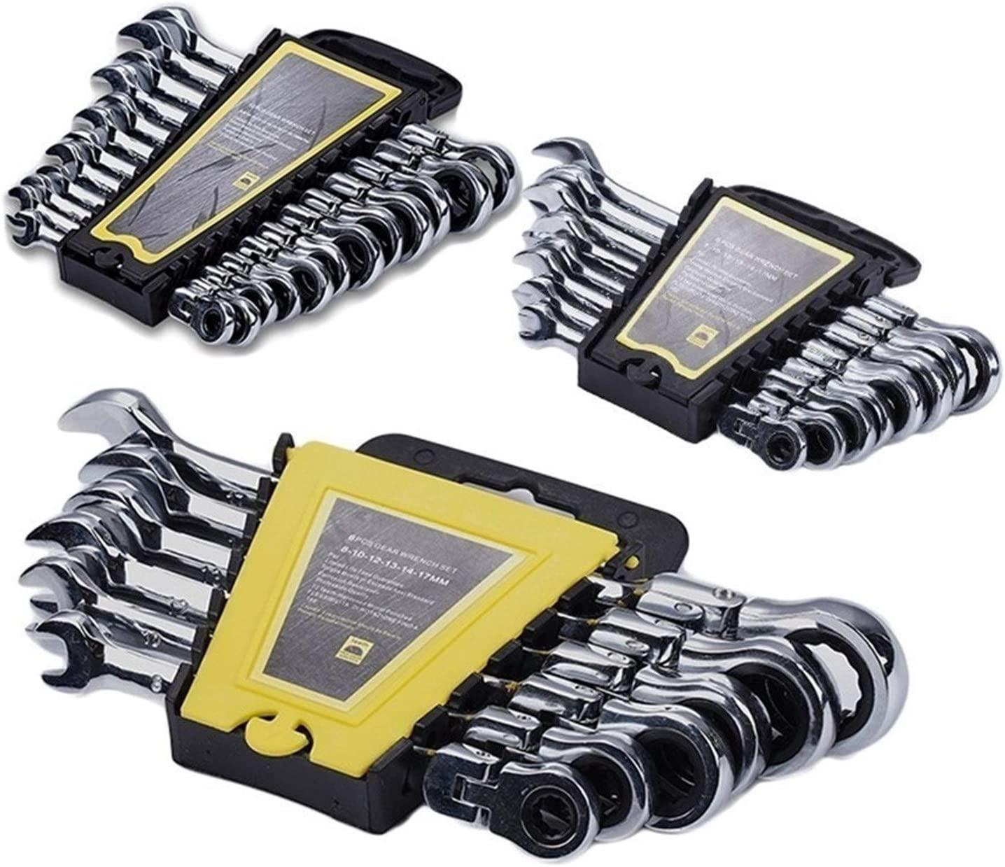CHENTAOMAYAN Hardware Ratcheting Box Combination Wrenches Ratchet Head 72T Steel for Car Repair Ring Spanner one Set of Key Hand Tools Tool Kits (Color : 12pcs 8 19)