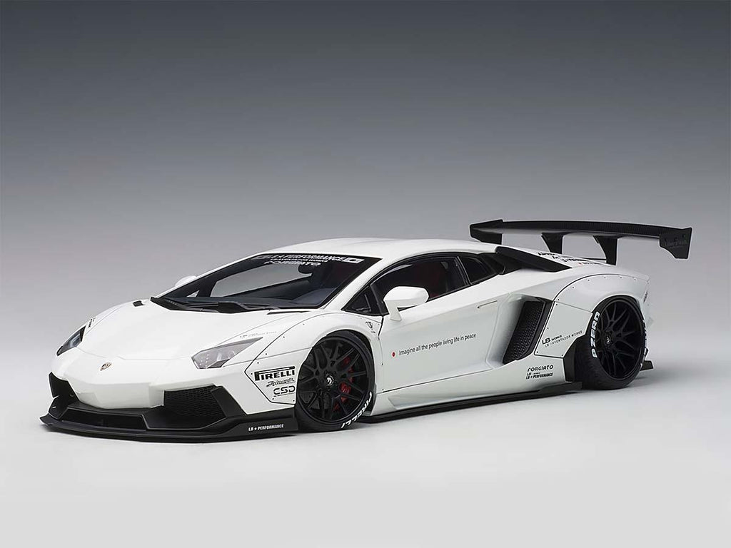 Lamborghini Aventador LB-Works White with Black Wheels 1/18 Model Car by Autoart