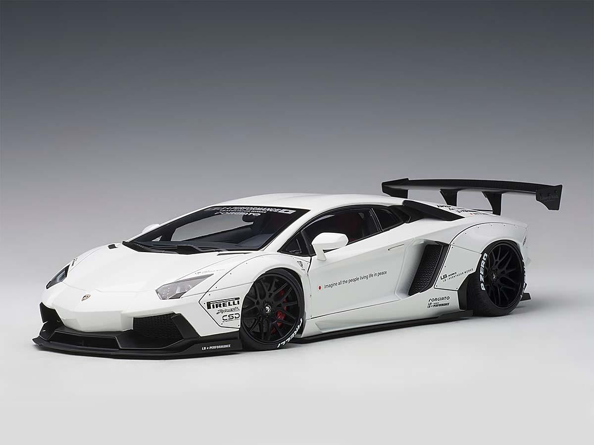 Lamborghini Aventador LB-Works White with Black Wheels 1/18 Model Car by Autoart