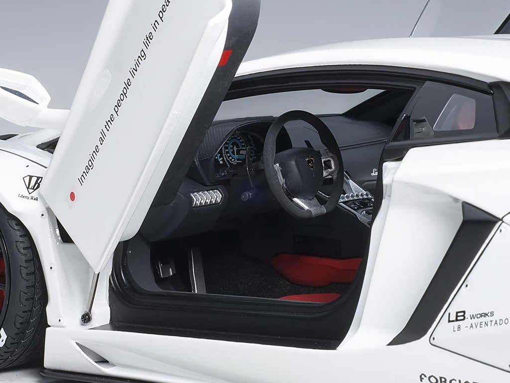 Lamborghini Aventador LB-Works White with Black Wheels 1/18 Model Car by Autoart