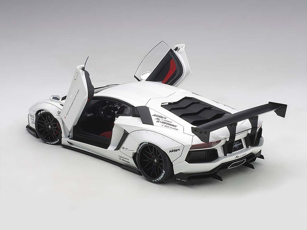 Lamborghini Aventador LB-Works White with Black Wheels 1/18 Model Car by Autoart