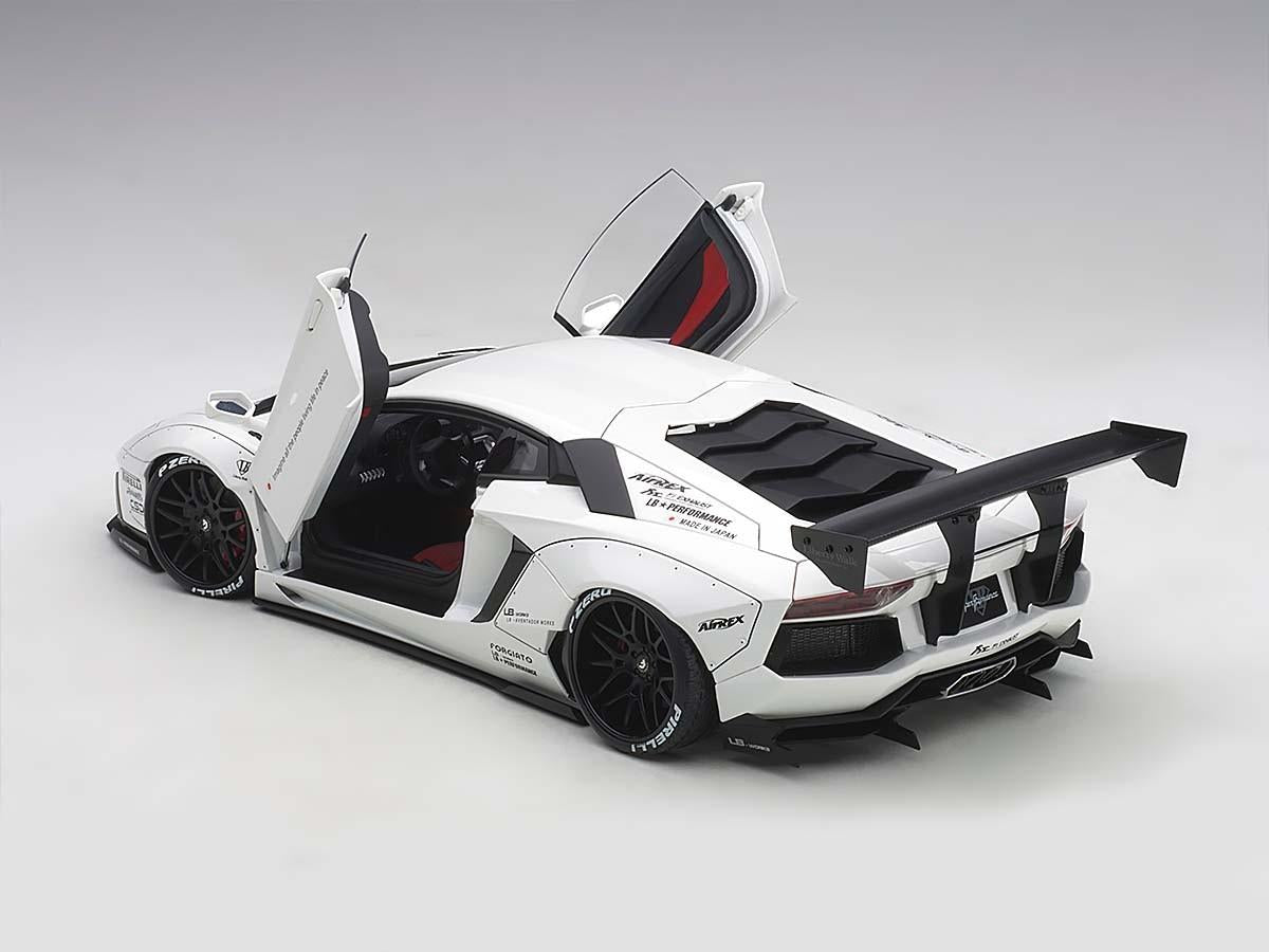 Lamborghini Aventador LB-Works White with Black Wheels 1/18 Model Car by Autoart