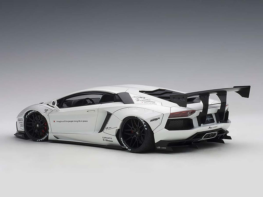 Lamborghini Aventador LB-Works White with Black Wheels 1/18 Model Car by Autoart