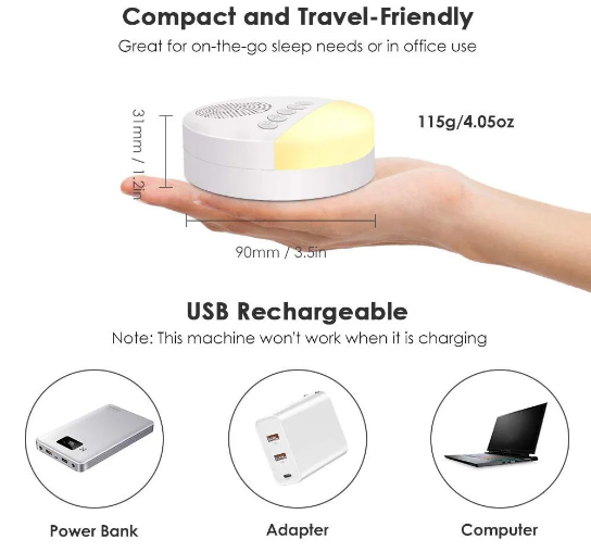 7/1PCs Baby White Noise Sleep Machine Built-in 6 Soothing Sound Soft Breath Light Timed Shutdown Sleep Machine Sound Player