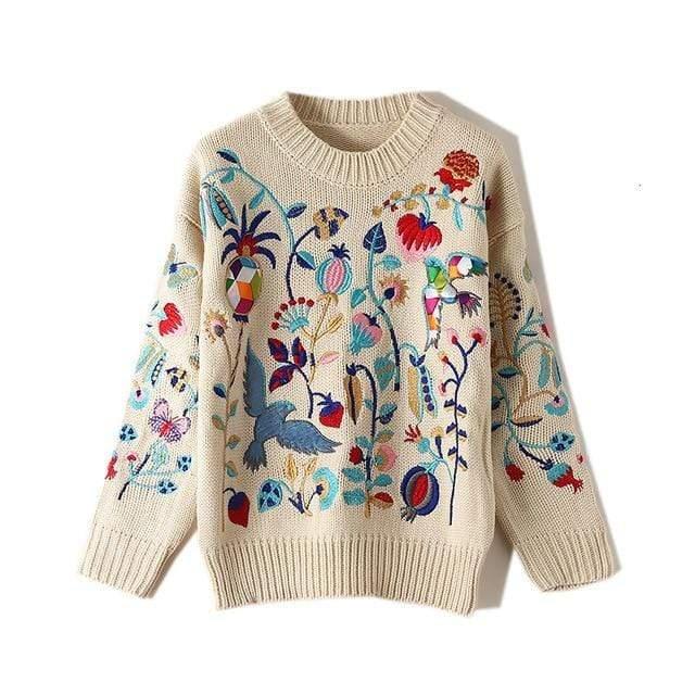 embroidered flower sweater