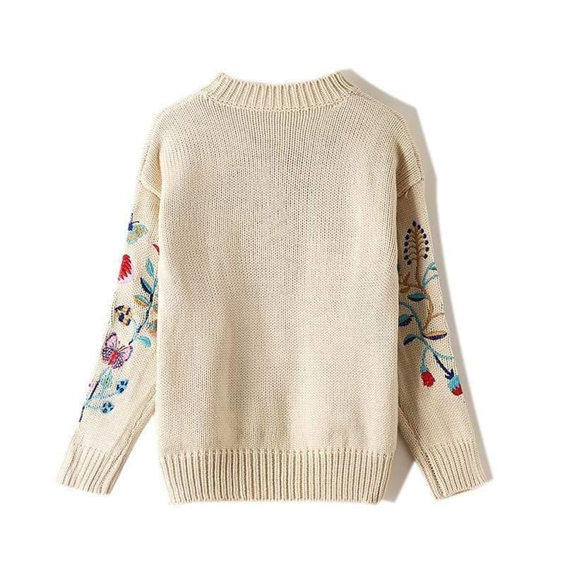 embroidered flower sweater