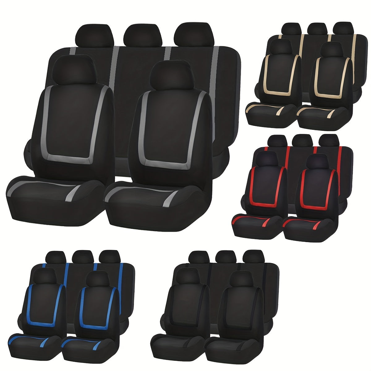 Upgrade Your Car Interior Comfort: 5-Seat Universal Car Seat Cover Set - Soft &amp; Breathable Polyester Fabric