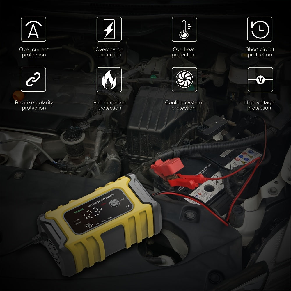1pCar Battery Charger 12V 6A Smart Battery Trickle Charger Automatic Battery Maintainer Desulfator For Car Moto Lawn Mower Marine Lead Acid Batteries