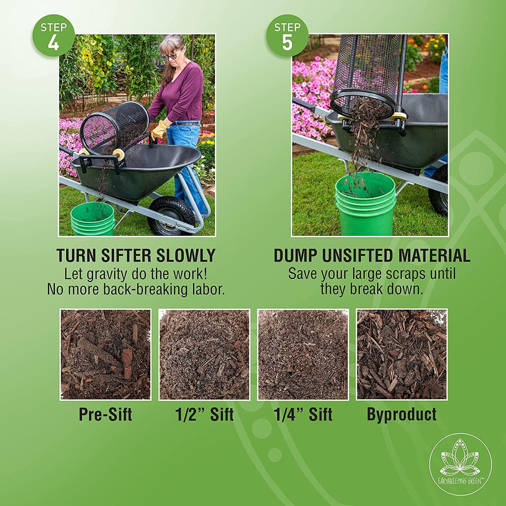 Rolling Garden Sifter with 1/2 in. Screen