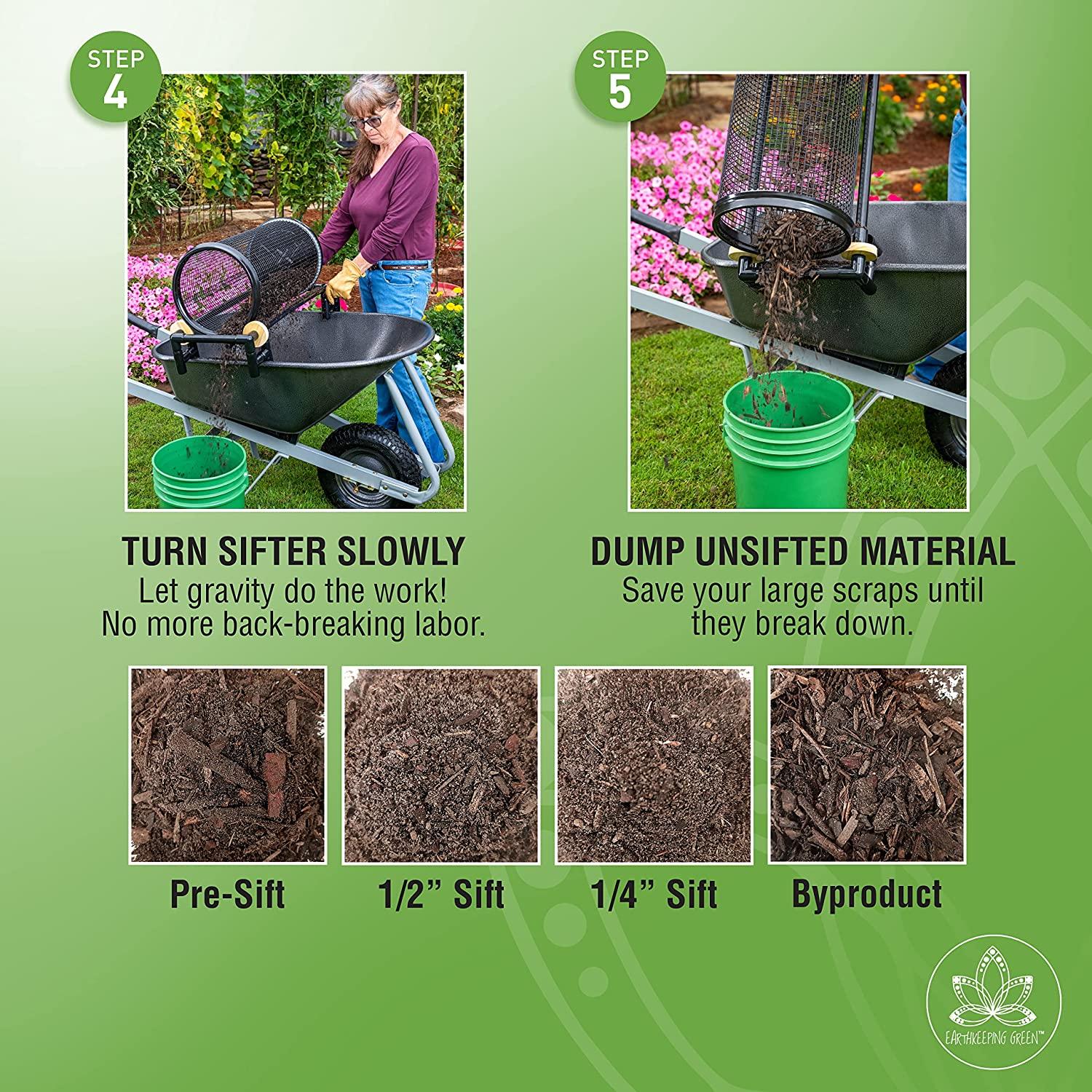 Rolling Garden Sifter with 1/2 in. Screen