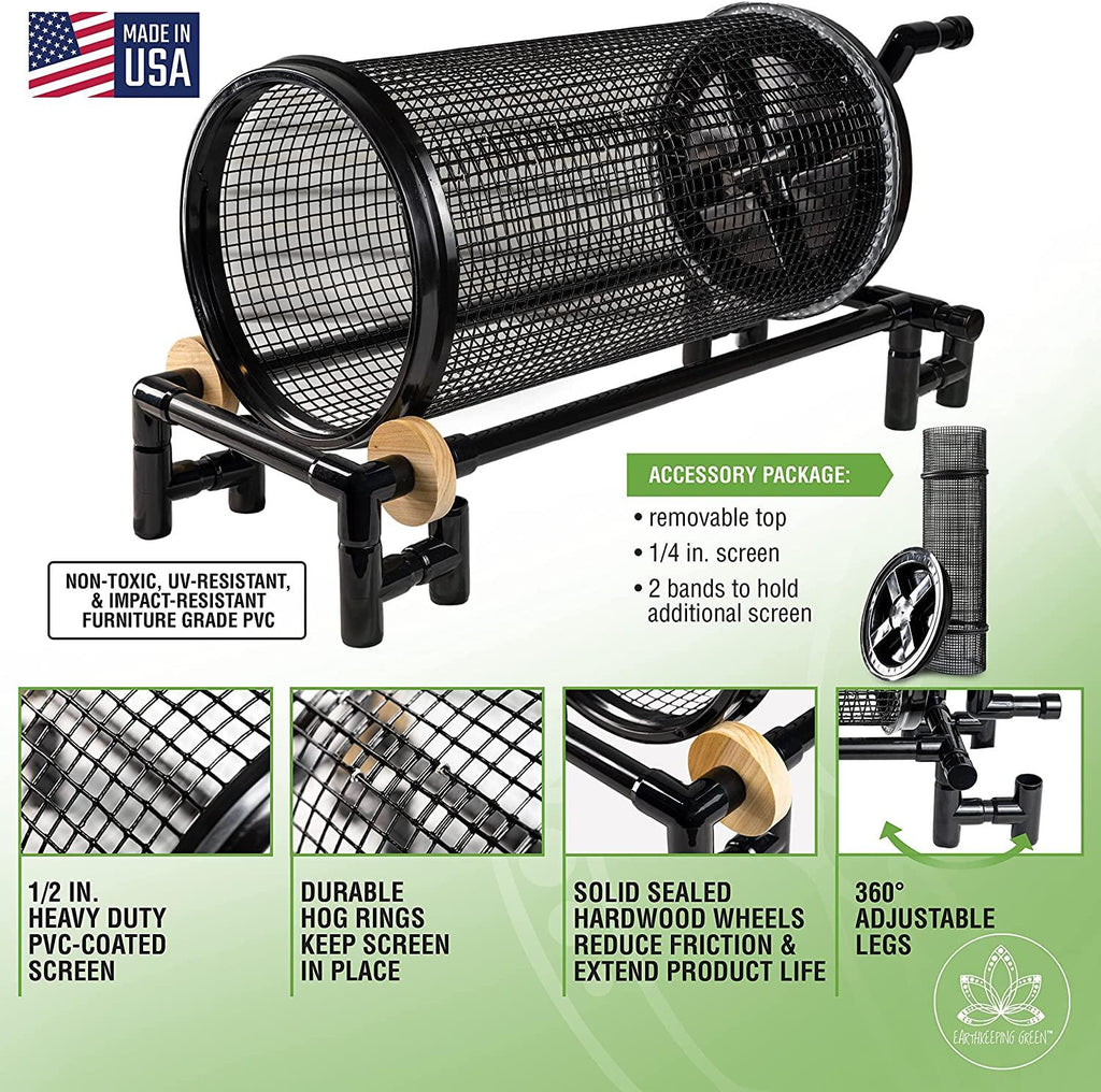 Rolling Garden Sifter with 1/2 in. Screen
