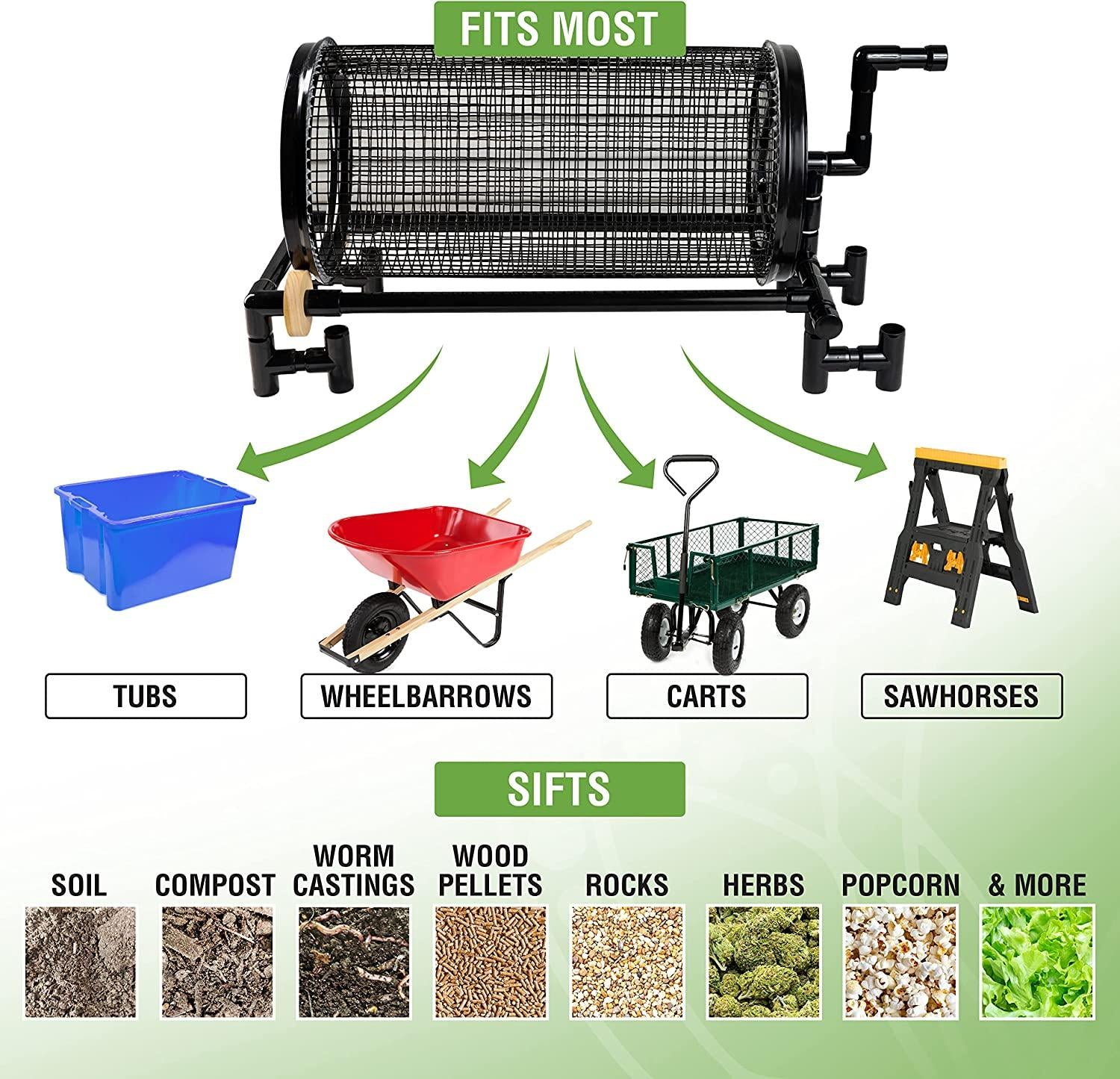 Rolling Garden Sifter with 1/2 in. Screen