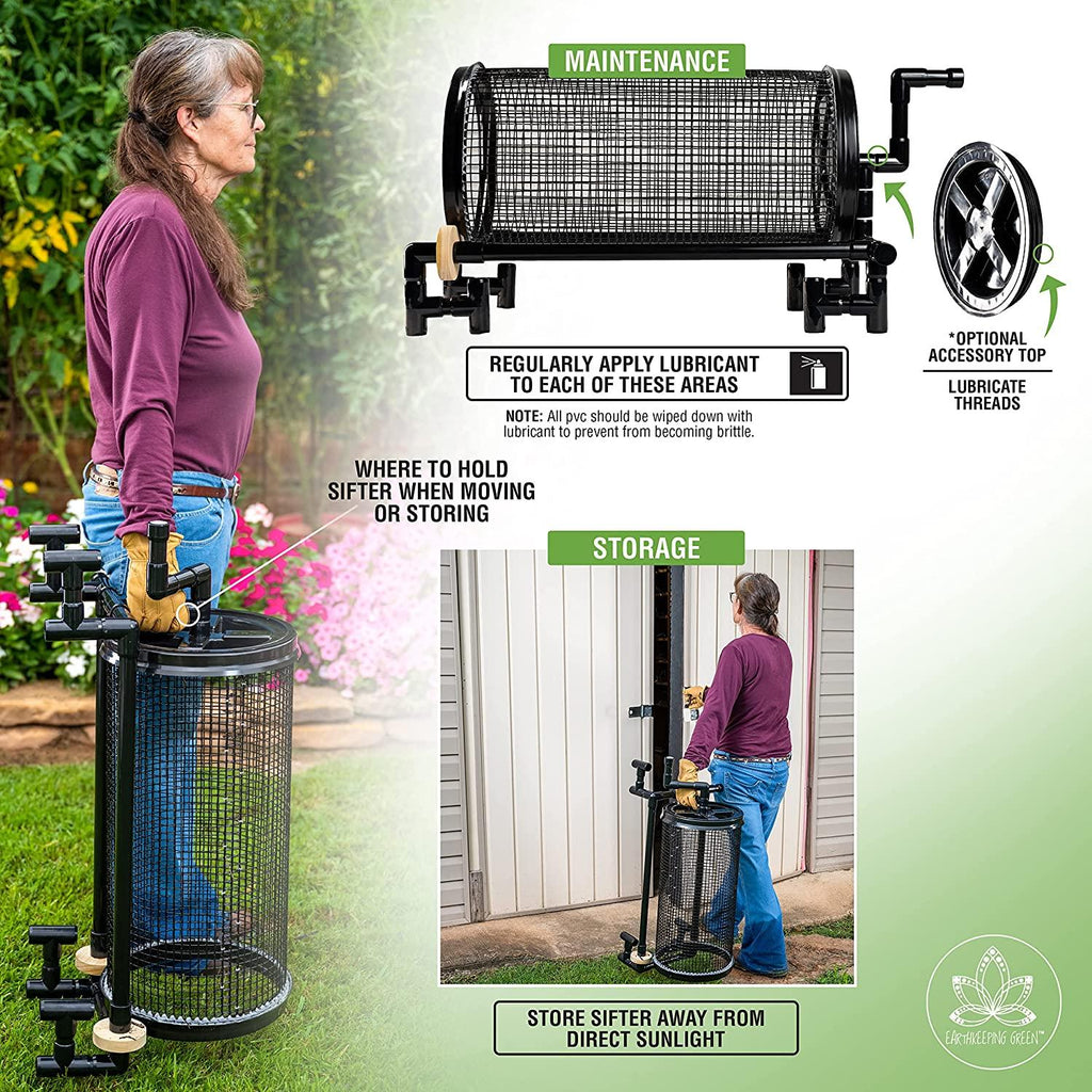 Rolling Garden Sifter with 1/2 in. Screen