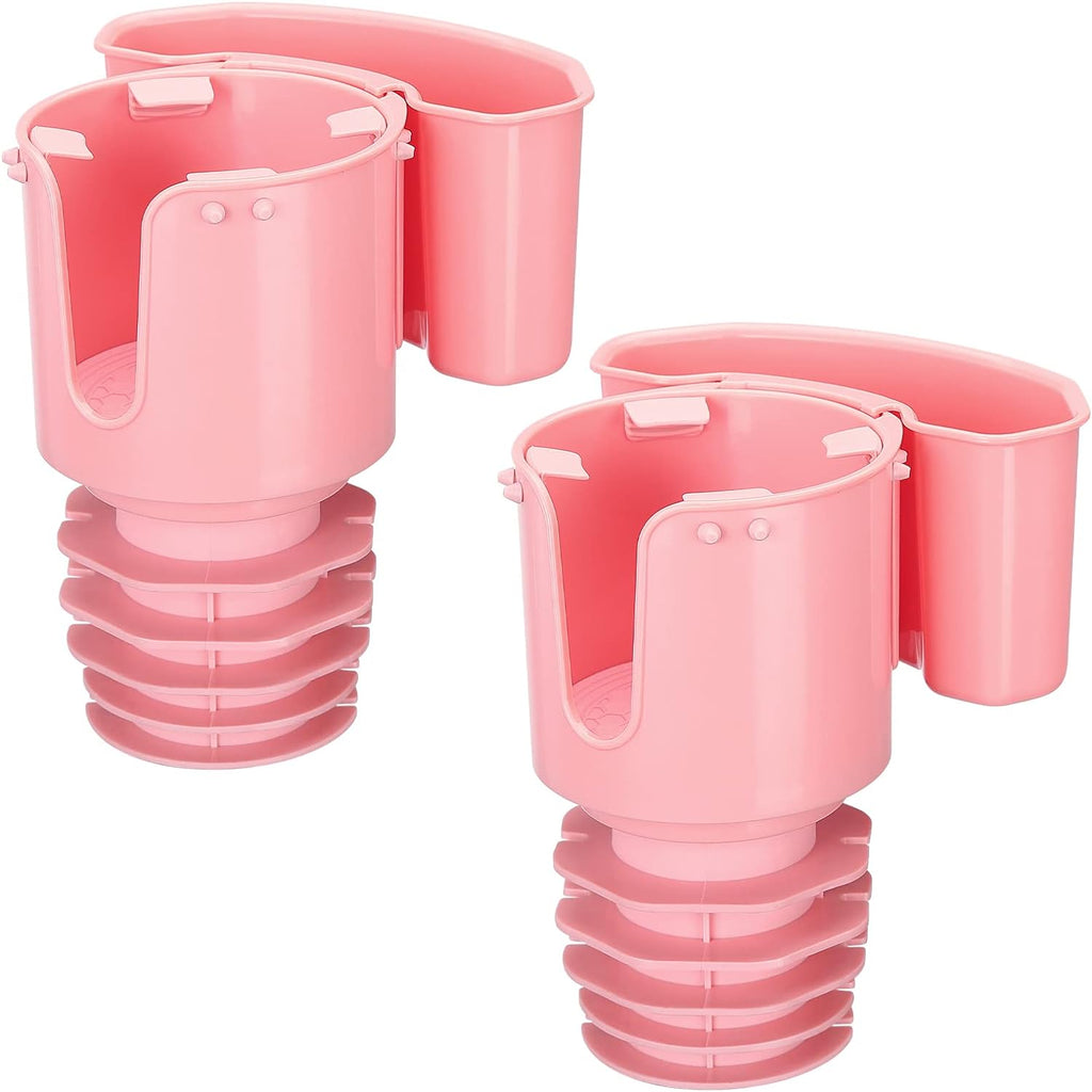 JoyTutus Cup Holder with Storage Box 2 Pack, Cup Holder Expander for Car, Large Car Cup Holder Adapt Most Regular Cup Holder 18-40oz, with Attached Organizer, Pink