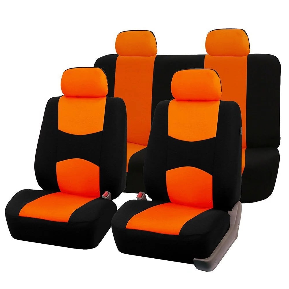 Car Seat Cover, 2mm Spon5 Seats Full Set Car Seat Cover Universal Multi-color Flat Model 9pcs Set