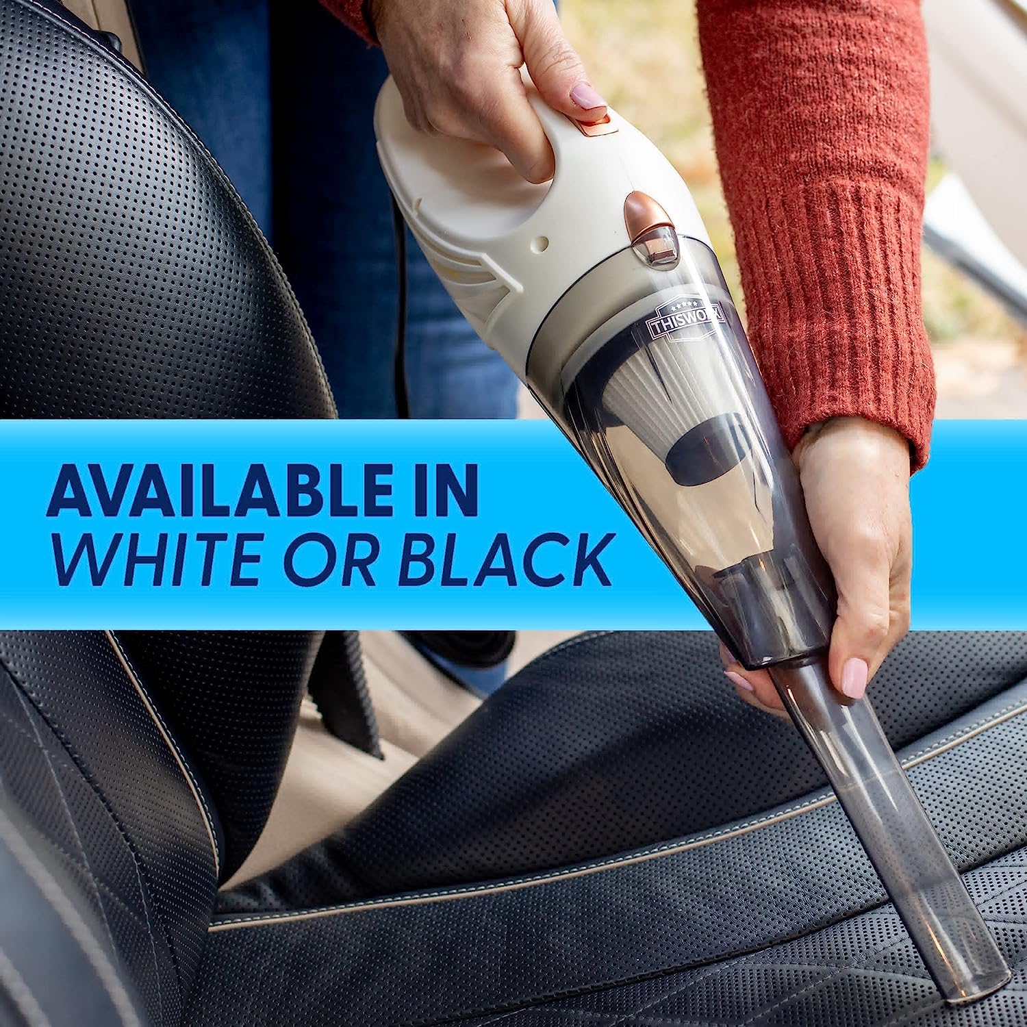 ThisWorx Car Vacuum Cleaner - Car Accessories - Small 12V High Power Handheld Portable Car Vacuum w/Attachments, 16 Ft Cord &amp; Bag - Detailing Kit Essentials for Travel, RV Camper