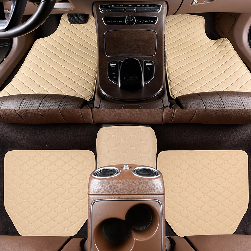 5pcs Car Floor Mats, Universal Waterproof Front &amp; Rear Seats Floor Mats, PU Leather Car Interior Accessories