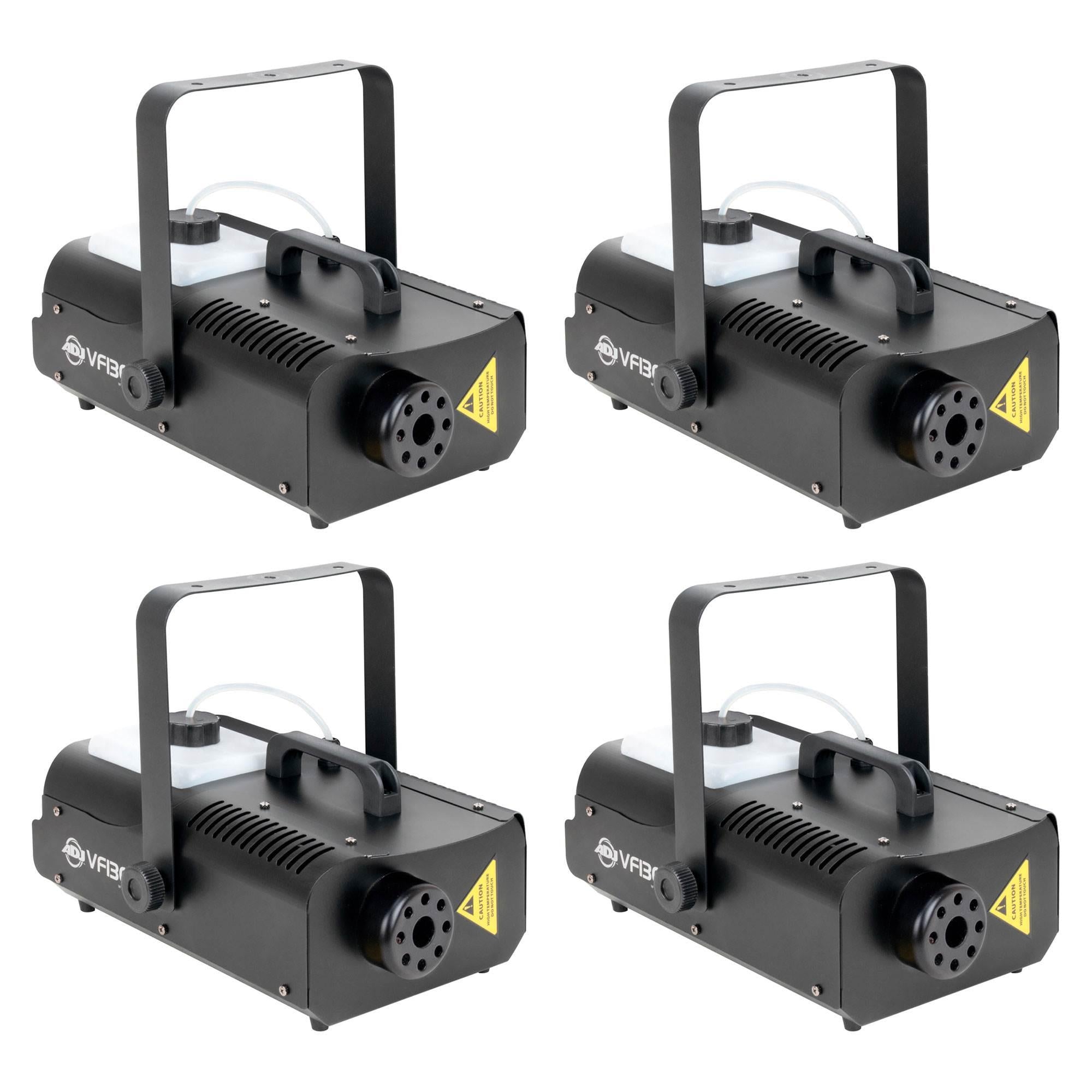 American DJ 1300 Watt 2.3 L Tank Mobile Fog Machine w/ Remote Controls (4 Pack)