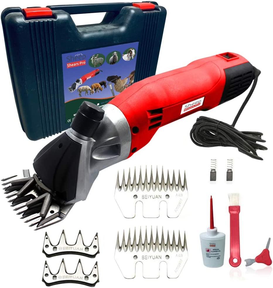 Sheep Shears Pro 110V 500W Professional Heavy Duty Electric Shearing Clippers with 6 Speed, for Shaving Fur Wool in Sheep, Goats, Cattle, and Other Farm Livestock Pet, with Grooming Carrying Case CE