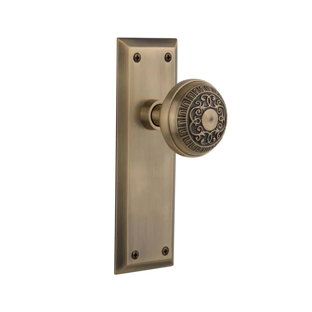 York Plate 2-3/4 in. Backset Antique Brass PassaHall/Closet Egg &amp; Dart Door Knob