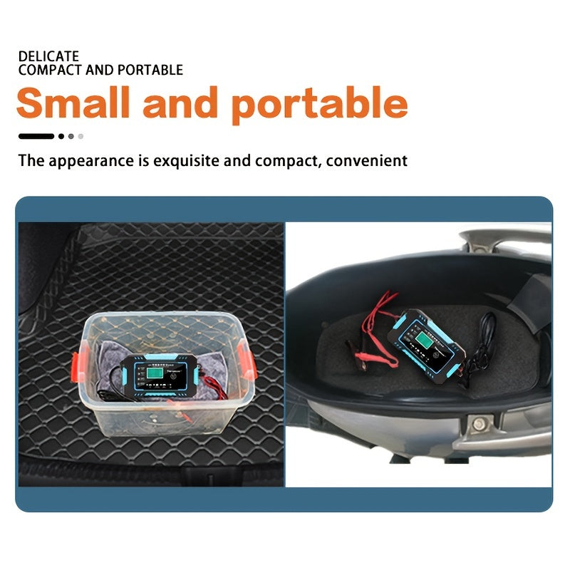 Full Car Motorcycle Battery Charger 12V 6A Auto Pulse Repair LCD Display Smart Fast CharAGM Deep Cycle GEL Lead-Acid Charger