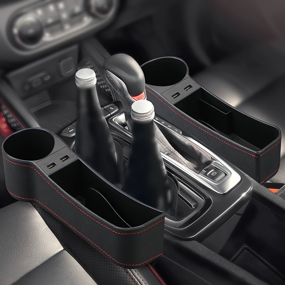 1PC Car StoraBox, Car Seat Gap Organizer Car Seat Clip Slot StoraBox Dual USB Charger Multifunctional Water Cup Holder StoraBox