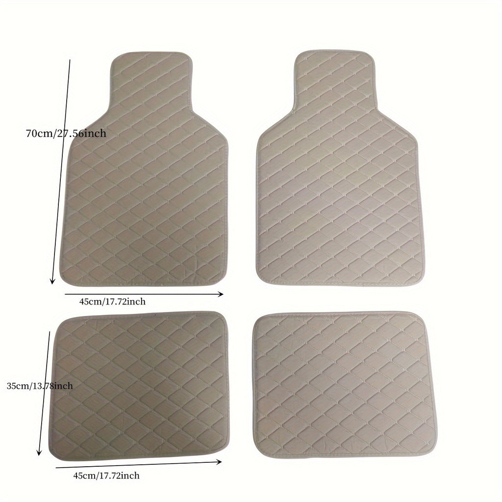 Upgrade Your Car With 4pcs Universal Waterproof Leather Car Floor Mats - Front &amp; Rear Full Set!