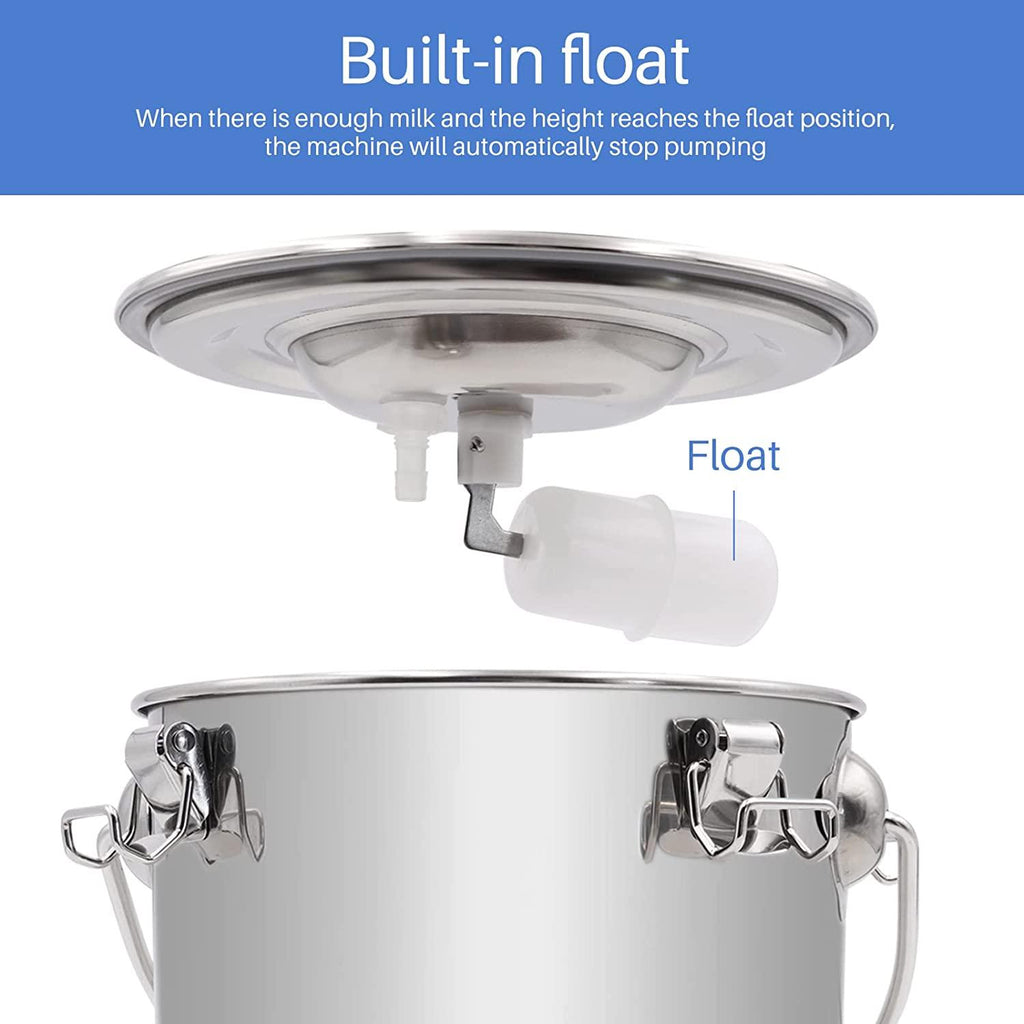 MINYULUA 5L Goat MilMachine, Pulsation Vacuum Pump Sheep Electric Milker, Automatic Portable Livestock MilSupplies Equipment with  Steel Bucket