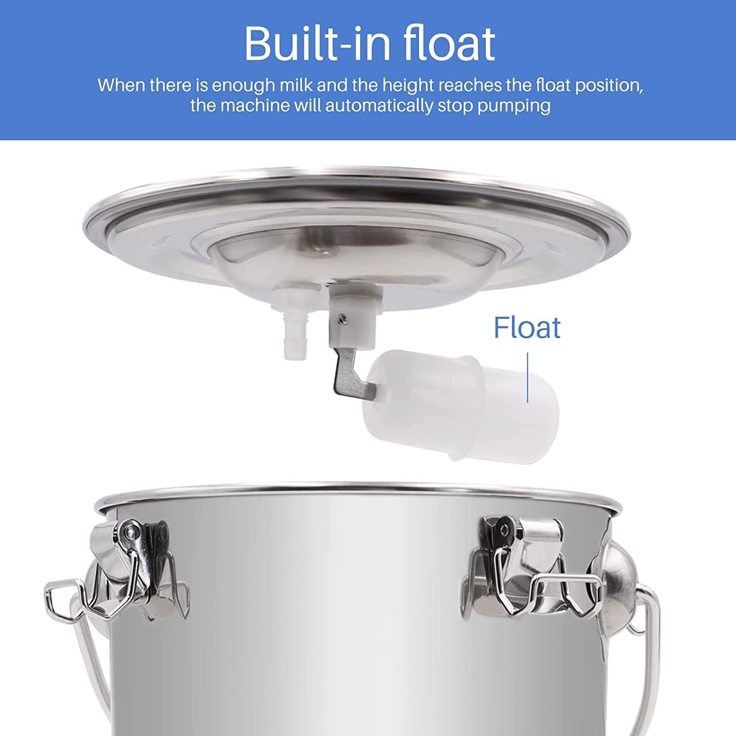 MINYULUA 5L Goat MilMachine, Pulsation Vacuum Pump Sheep Electric Milker, Automatic Portable Livestock MilSupplies Equipment with  Steel Bucket