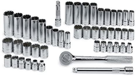 SK Professional Tools 94547 47 -Piece 3/8 in. Drive 12-Point STD/Deep Metric Socket Set - Chrome Socket Set with Super Chrome Finish | Set of 47 Sockets Made in USA