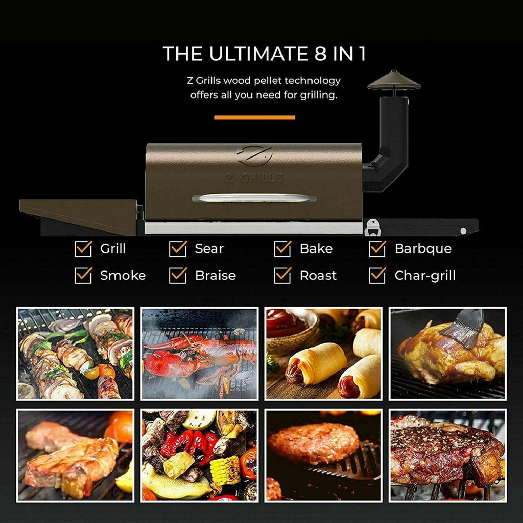 Pellet BBQ Grill 8 in 1 Grill Smoker Outdoor 600sq in CooArea