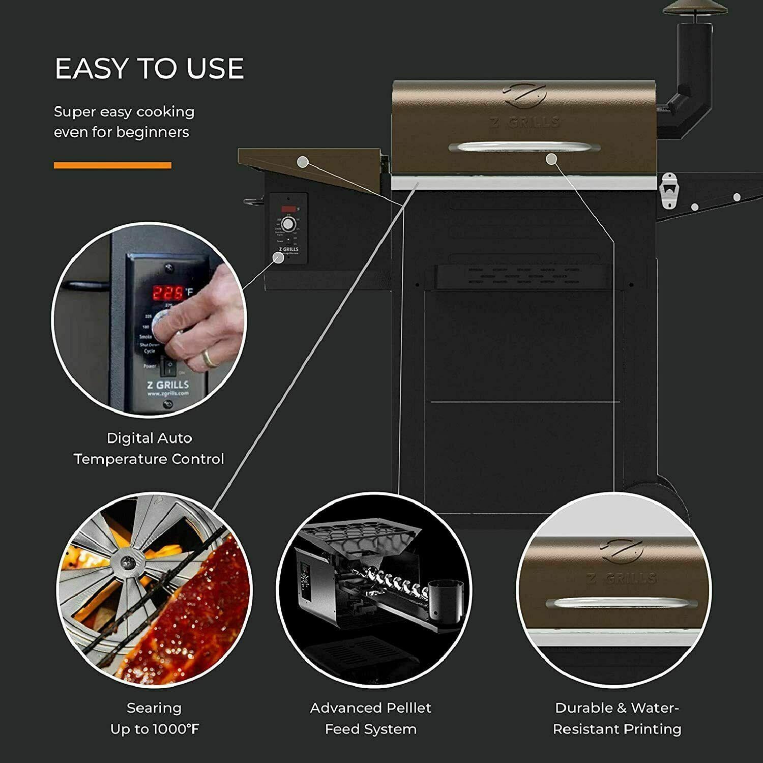 Pellet BBQ Grill 8 in 1 Grill Smoker Outdoor 600sq in CooArea