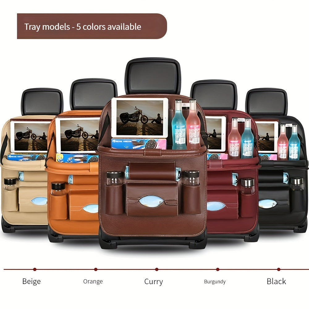 Upgrade Your Car With This Luxury Leather StoraBag And Tray - Perfect For Kids' Snacks And Toys!