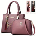 2pcs PU Leather Bag Set, Tassel Decor Handbag &amp; Crossbody Bag, Women's Office &amp; Work Purse