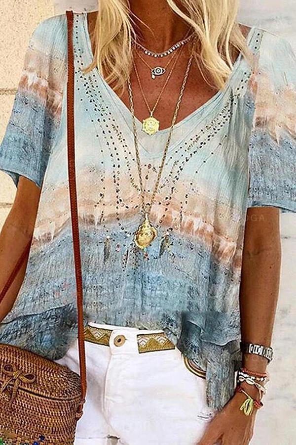 Casual Printed Short-sleeved T-shirt