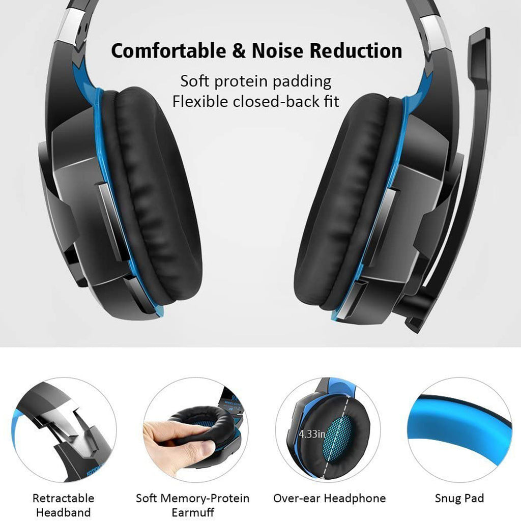 G2000 Gaming Headset: Experience Immersive Audio With Noise Cancelling Mic, LED Lights &amp; Soft Memory Earmuffs
